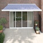 vidaXL Auvent rétractable bleu et blanc 3 5x2 5 m tissu et aluminium