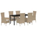 vidaXL Ensemble de salle à manger pour jardin 7 Pièces Beige polyrotin