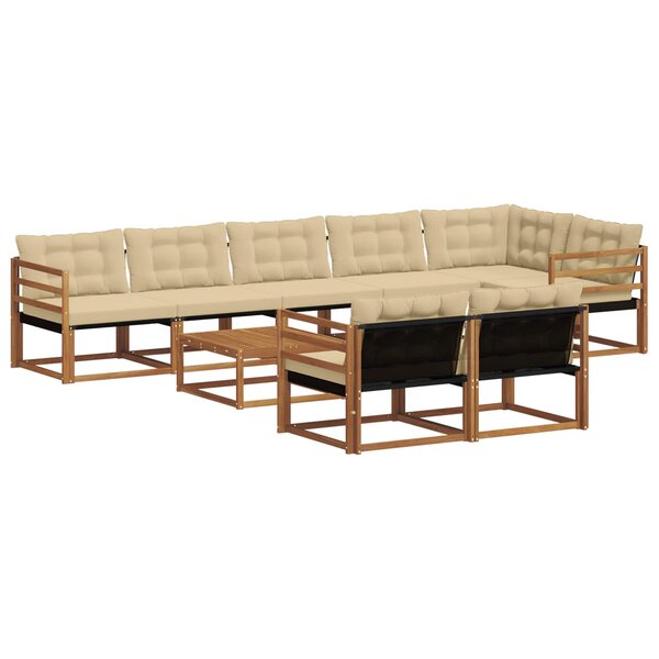 vidaXL Ensemble de canapés d'extérieur 9 Pièces Naturel et Beige