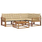 vidaXL Ensemble de canapés d'extérieur 5 Pièces Naturel et Beige
