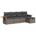 vidaXL Salon de jardin 5 Pièces avec coussins gris résine tressée