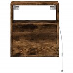 vidaXL Table de chevet murale avec lumières LED chêne fumé