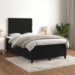 vidaXL Sommier à lattes de lit avec matelas noir 120x190 cm velours