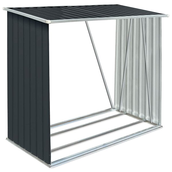 vidaXL Abri de stockage à bois Acier galvanisé 163x83x154cm Anthracite