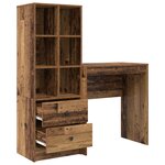 vidaXL Bureau avec tiroir avec étagère avec stockage 2 Pièces Bois ancien