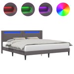 vidaXL Cadre de lit avec bandes LED Gris 180 x 200 cm Simili cuir