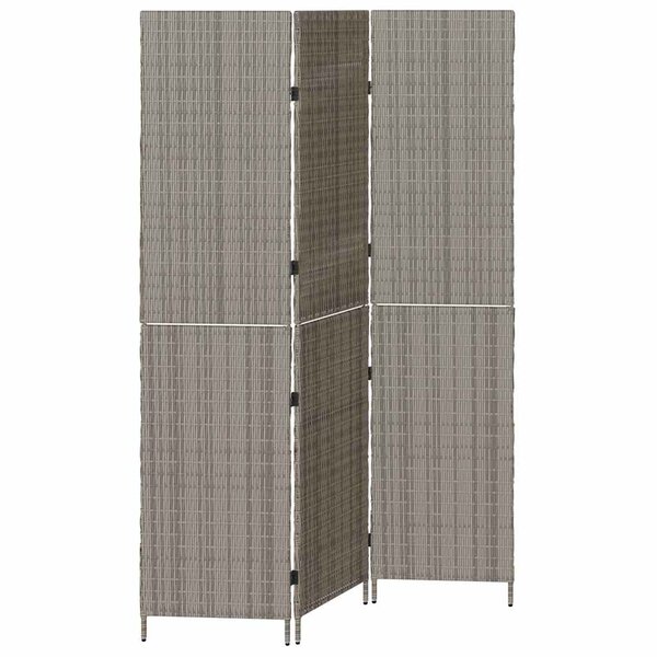 vidaXL Paravent Pliant Manuel Gris 147 x 180 cm polyrotin