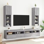 vidaXL Meuble TV avec lumières LED sonoma gris 30 5x30x102 cm