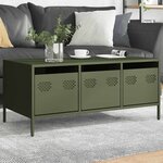 vidaXL Table basse vert olive 101 5x50x43 5 cm acier laminé à froid