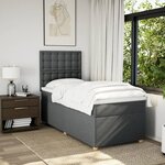 vidaXL Sommier à lattes de lit avec matelas Gris foncé 90x200 cm Tissu