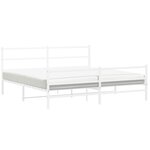 vidaXL Cadre de lit métal sans matelas et pied de lit blanc 193x203 cm