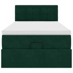 vidaXL Cadre de lit ottoman avec matelas vert foncé 90x190 cm velours