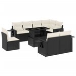 vidaXL Salon de jardin 9 Pièces avec coussins noir résine tressée