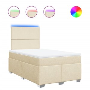 vidaXL Sommier à lattes de lit avec matelas Crème 120x200 cm Tissu
