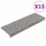 vidaXL Tapis d'escalier 15 Pièces 65x21x4 cm Gris
