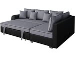 Canapé d'angle convertible "Gregory" - 268 x 99/178 x 85 cm - 4 Places - Gris/Noir - Angle droit