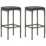 vidaXL Ensemble de bar de jardin avec coussins 3 Pièces Gris
