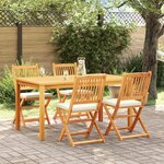 Chaises de jardin pliantes vidaXL avec coussin blanc 4Pièces en bois d'Acacia
