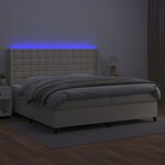 vidaXL Sommier à lattes de lit matelas LED Crème 200x200 cm Similicuir