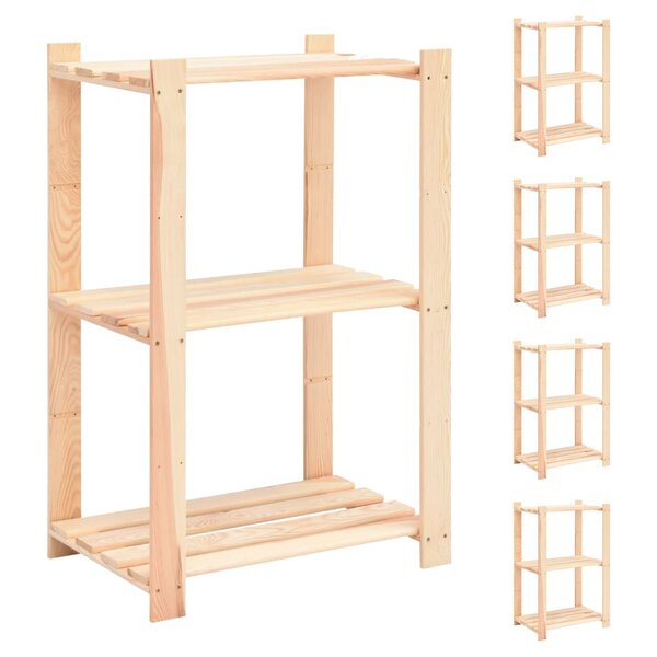vidaXL Étagères de rangement à 3 niveaux 5 Pièces 60x38x90 cm Pin 150 kg