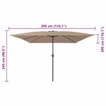 vidaXL Parasol de jardin Taupe  Noir 295 x 295 x 245 cm