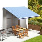 vidaXL Tissu de remplacement pour auvent Bleu et blanc 4 5x3 5 m