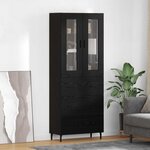 vidaXL Haut Armoire 2 Pièces Chêne noir Bois Aggloméré et Verre