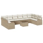 vidaXL Ensemble de canapés de 11 pièces avec coussins en rattan poly brown.