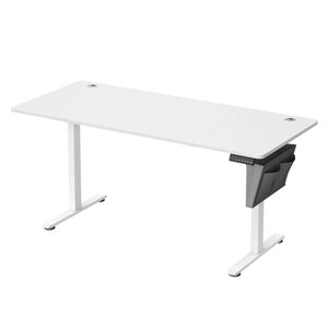 Bureau électrique assis-debout bureau réglable en hauteur 60 x 120 x (72-120) cm 4 hauteurs mémorisables pochette de rangement pour bureau blanc 12_0004583