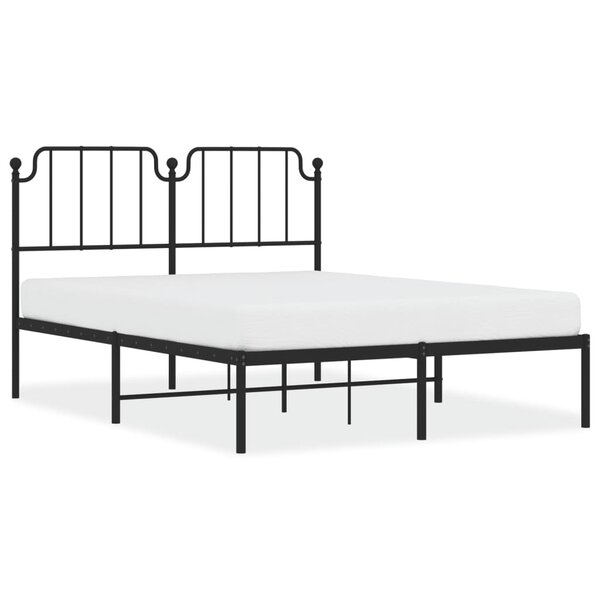 vidaXL Cadre de lit métal sans matelas avec tête de lit noir 140x200cm
