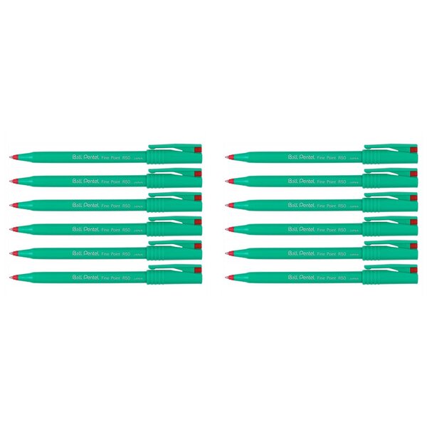 Roller Encre Ball R50 Recycology Pointe Moyenne Rouge x 12 PENTEL