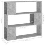vidaXL Bibliothèque/Séparateur de pièce Gris béton 100x24x94 cm