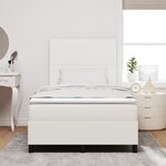 vidaXL Lit à Ressorts avec Matelas & LED Crème Petit Double Tissu en Cordon