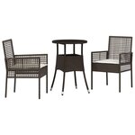 vidaXL Ensemble de salle à manger pour jardin 3 Pièces Marron Poly rotin