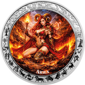 Monnaie ARIES Goddesses Zodiac 1 Oz Argent 5 Cedis Ghana 2026