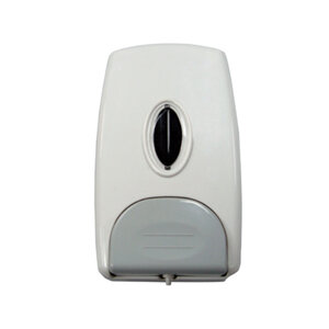 Distributeur savon q-connect manuel indicateur niveau 1000ml coloris blanc/gris 235x135x95mm