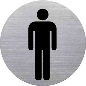 Pictogramme 'WC-Homme', diamètre: 115 mm, argent HELIT