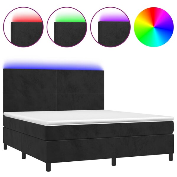 vidaXL Sommier à lattes de lit et matelas LED Noir 160x200 cm Velours
