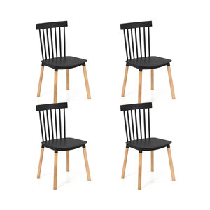 Lot de 4 chaises salle à manger 51 5 x 48 x 83 cm et robuste style moderne en bois de hêtre noir 20_0012597