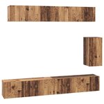 vidaXL Meuble TV mural 3 Pièces Bois Ancien Bois d'ingénierie
