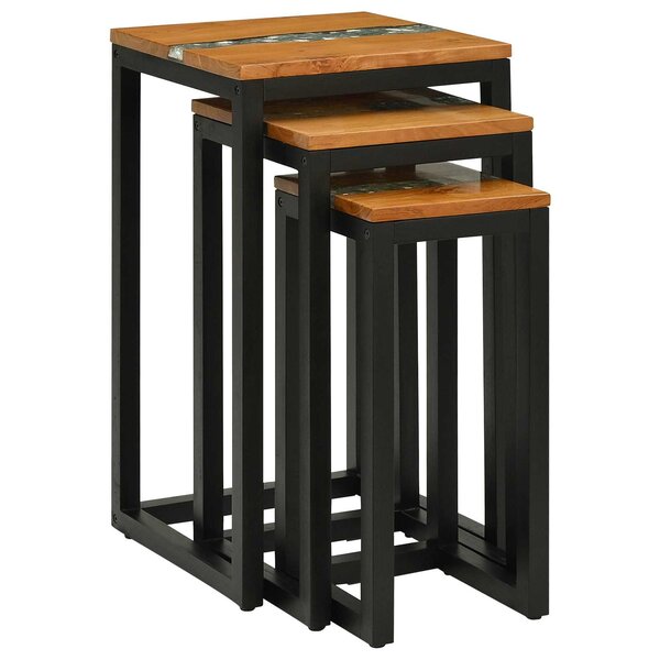 vidaXL Table Gigogne 3 pc Marron Bois de teck massif
