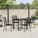 vidaXL Ensemble de salle à manger pour jardin 5 Pièces Noir