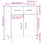 vidaXL Buffet Blanc brillant 69 5x34x90 cm Bois d'ingénierie