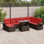 vidaXL Salon de jardin avec coussins 9Pièces marron résine tressée acacia