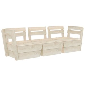Canapé palette à 3 places de jardin bois d'épicéa imprégné 02_0013288