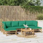 vidaXL Salon de jardin 7 Pièces avec coussins vert bambou