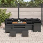 vidaXL Ensemble de canapé de jardin 10 Pièces Noir polyrotin