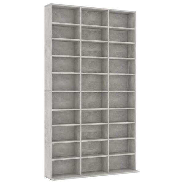 vidaXL Armoire à CD Gris béton 102x23x177 5 cm Bois d'ingénierie