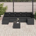 vidaXL Ensemble de Canapés avec coussin 8 Pièces Noir polyrotin