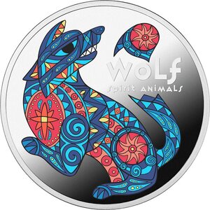 Pièce de monnaie en Argent 1 Dollar g 17.50 Millésime 2025 Spirit Animals WOLF
